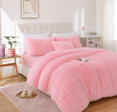 Baby Pink Shaggy Bed Set